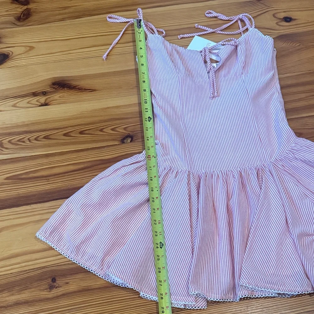 NWT ABOVO Pink Striped Dress with Tie Straps and keyhole - Picture 9 of 9